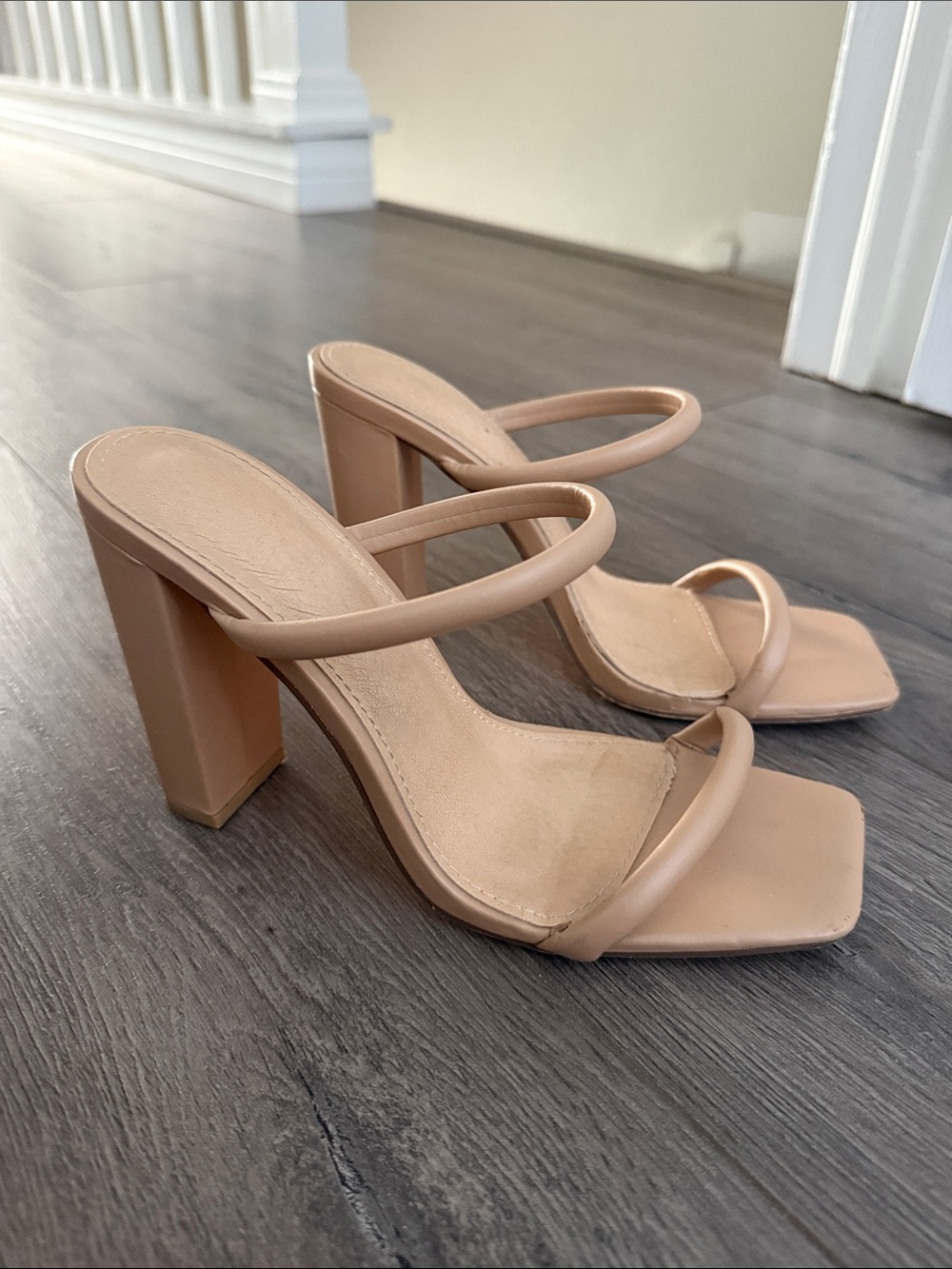 Women’s Nude Strappy Block Heel Sandals